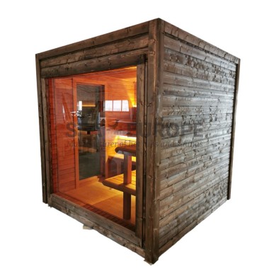 Sauna da esterno Donatello Mini con vetrata panoramica