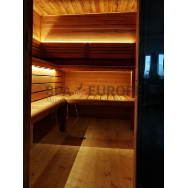 Sauna da esterno Donatello Mini con vetrata panoramica
