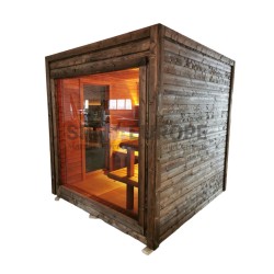 Sauna da esterno Donatello Mini con vetrata panoramica