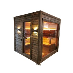 Sauna da esterno Donatello Mini con vetrata panoramica
