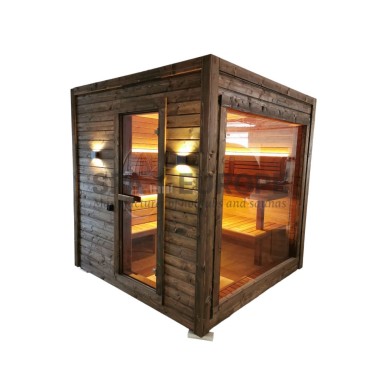 Sauna da esterno Donatello Mini con vetrata panoramica