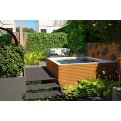 EYE - Square hot tub with external stove