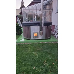 München - ACRYL Badefass Whirlpool Jacuzzi Hot Tub mit einem integrierten Ofen mit Zubehör FREI GELIEFERT