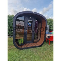 Gartensauna 300 cm mit Terrasse und Harvia 9 kW Saunaofen