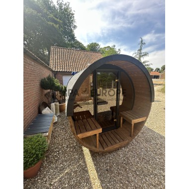 Sauna a botte rotonda BS25T con vetrata panoramica