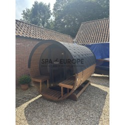 Sauna a botte rotonda BS25T con vetrata panoramica