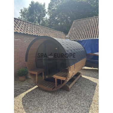 Sauna a botte rotonda BS25T con vetrata panoramica