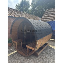 Sauna a botte rotonda BS25T con vetrata panoramica