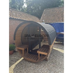 Sauna a botte rotonda BS25T con vetrata panoramica