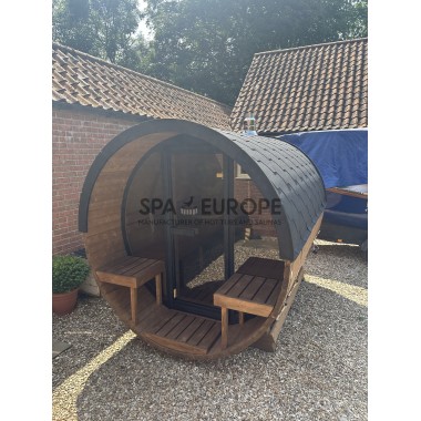 Sauna a botte rotonda BS25T con vetrata panoramica