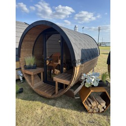 Sauna a botte rotonda BS25T con vetrata panoramica