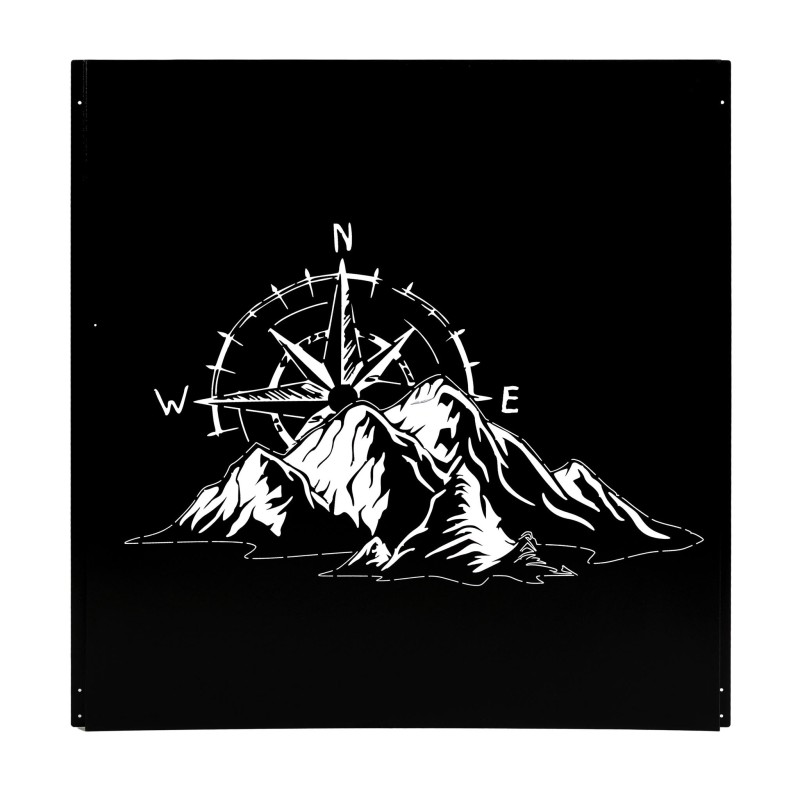 Decorazione in metallo per tinozza – Bussola sulla montagna