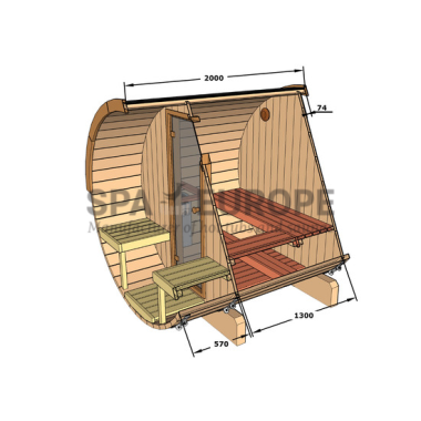 Sauna a botte da esterno BS20, 2-4 posti