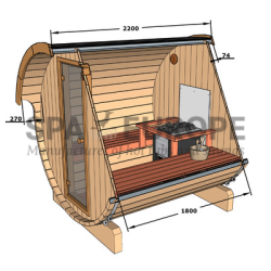 Sauna a botte da esterno BS22, 2-4 posti
