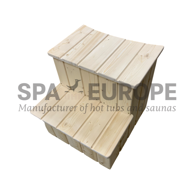Scaletta quadrata in legno a due gradini per tinozza